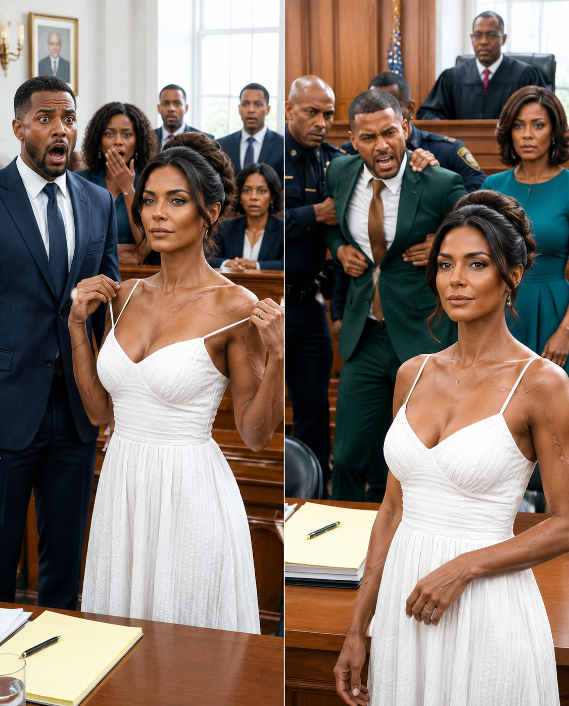 In the divorce courtroom, my husband stood beside his new lover and smirked. “The company, the house, the cars—they’re mine now. You’ll have nothing.” I stayed silent. Then I removed my coat, revealing the proof he never expected anyone to see. The courtroom went completely still. I looked at him and whispered, “This is no longer just a divorce. This is where the truth finally comes out.”
