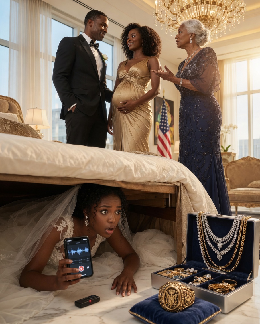 On The Night Of My Wedding, I Crawled Underneath The Bed Planning To Surprise My Husband With A Playful Joke. Instead Of Romance, I Overheard My Mother-In-Law Discussing How She Would Claim My Home, His Mistress Proudly Talking About Her Pregnancy, And My Brand-New Husband Laying Out Plans For My Downfall. They Were Convinced They Had Trapped A Defenseless Woman With No Power… Until I Exposed My True Family Background And The Recordings I Had Secretly Captured…