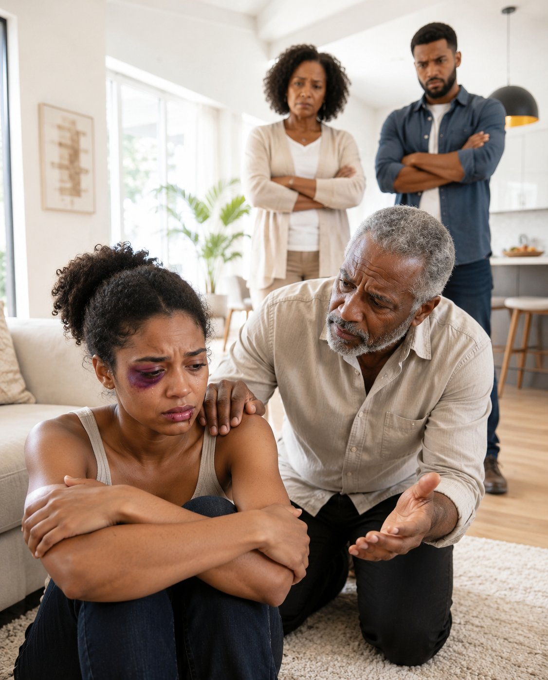 My daughter called me crying, “Dad, please come get me.” When I arrived at her in-laws’ house, her mother-in-law blocked the door and said, “She’s not leaving.” I pushed past her—and the moment I saw my daughter on the floor, I realized this wasn’t “family drama.”