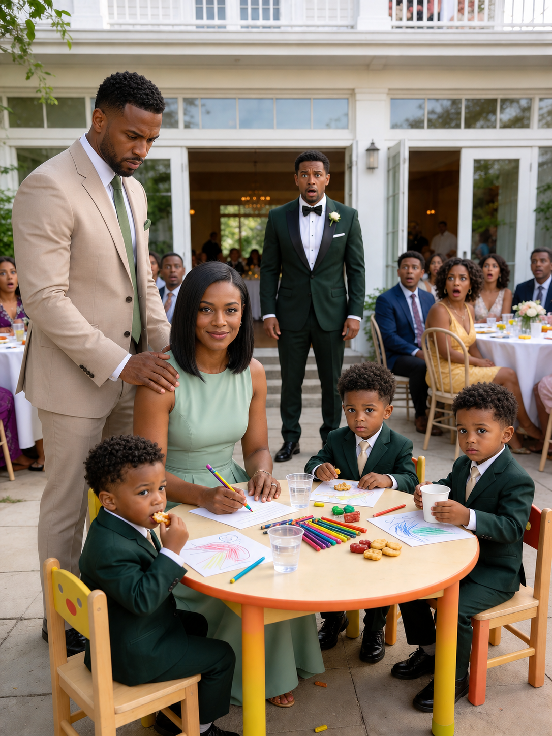 My brother sent me to the kids’ table at his wedding and whispered, “Don’t ruin the image,” but everything changed when the billionaire boss he wanted to impress sat next to me and shattered his humiliation.