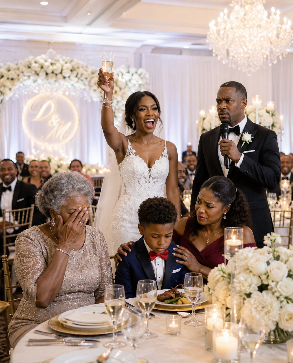 At my sister’s wedding, she “toasted” me as a single mom no one wanted—and my mom joined in, calling my son “defective.” The room roared with laughter… until the groom slowly stood up. When he took the mic, every smile in the ballroom d.ie.d.