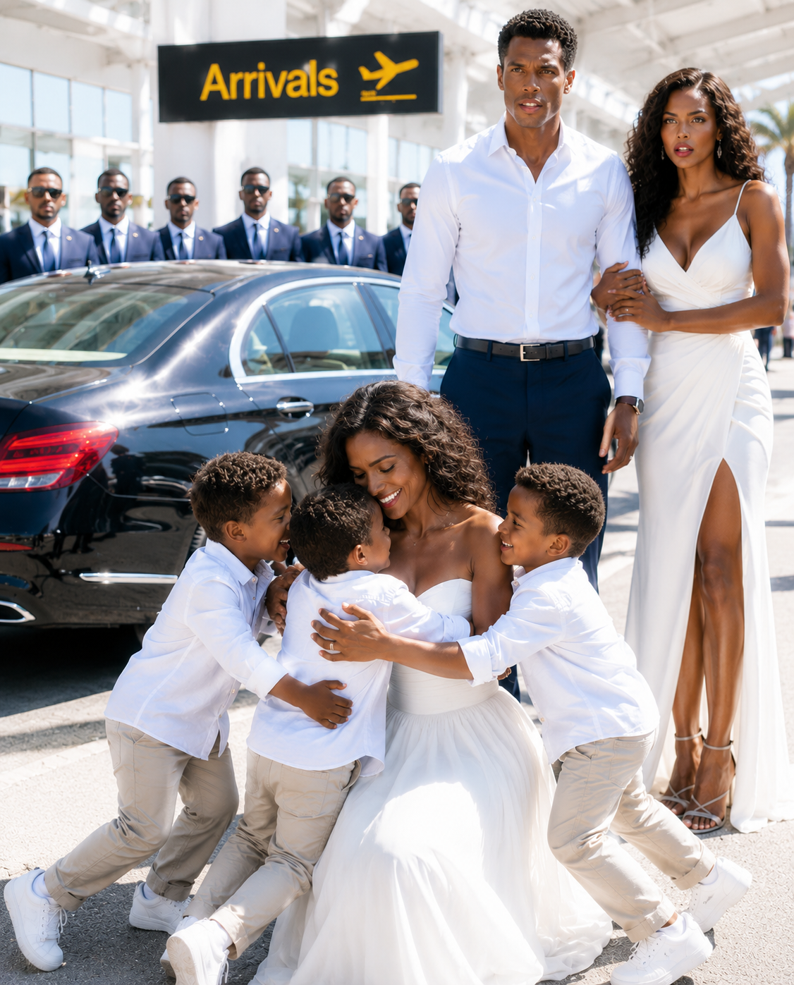 My billionaire ex-husband sat next to me on a flight just to sh3me me—until three little boys stepped out of a Bentley and ran toward me, calling, “Mom!”