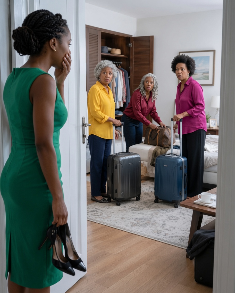 After my husband’s funeral, I returned home with my black dress still clinging to my skin. I opened the door… and found my mother-in-law and eight family members packing suitcases as if it were a hotel.