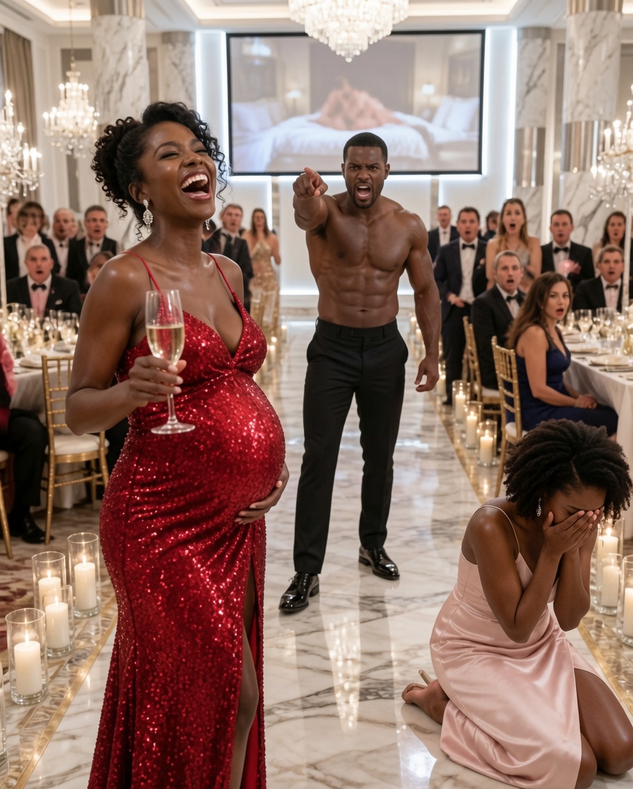 During our $10 million mansion housewarming party, I went up to the master suite to rest my heavy pregnant belly. When I opened the door, I found my fiancé and my young stepmother tangled in my custom silk sheets. I gasped, but he didn’t panic. He calmly got up, locked the heavy oak door, and smirked. “Good, you saved us the trouble. Sign the deed over to us, or you’re having these twins in a psychiatric ward,” he threatened, as my stepmother laughed. They thought my silence was pure terror. They didn’t know the diamond necklace he had just gifted me was actually…