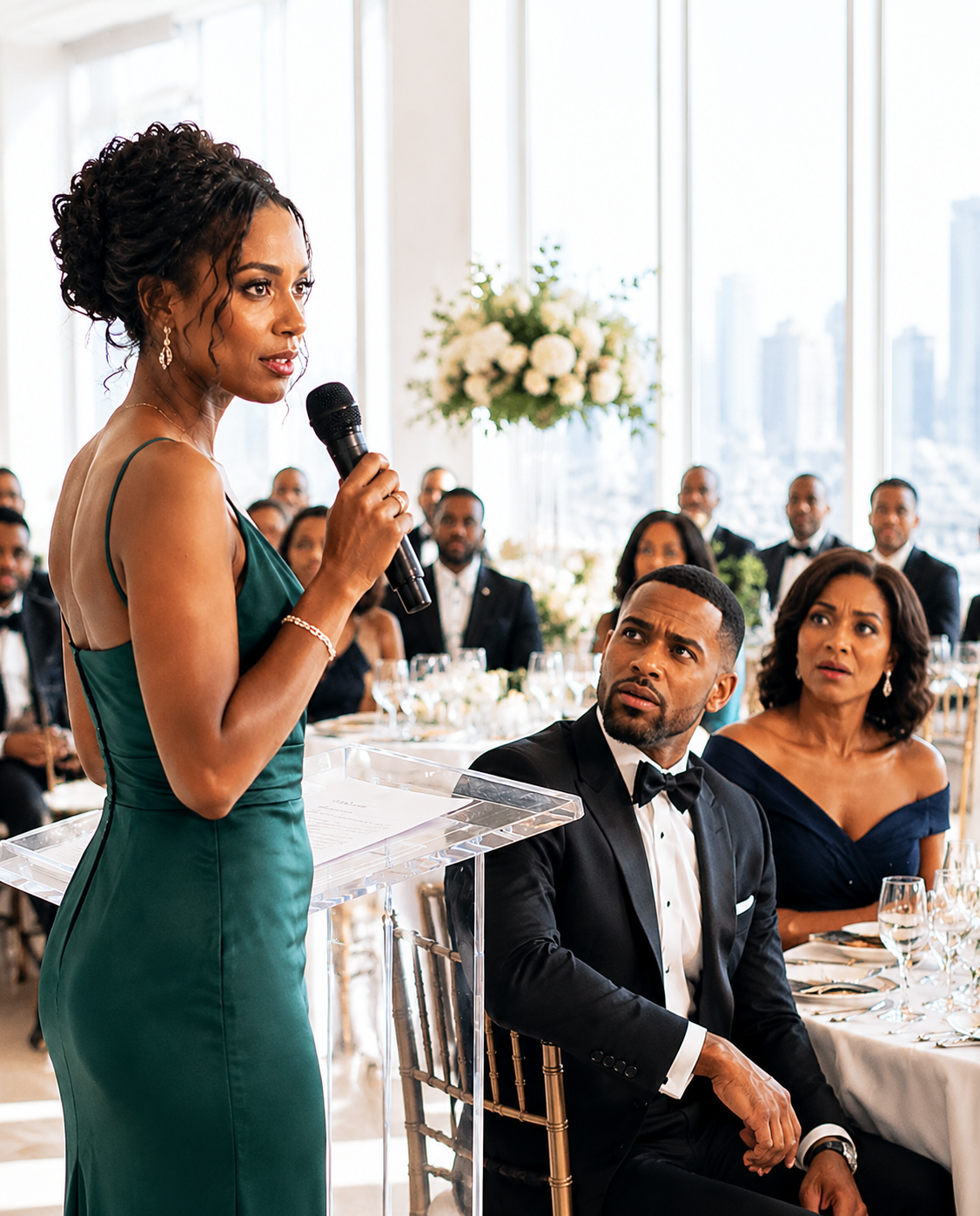 In the middle of my husband’s gala, I announced our divorce in front of 250 guests… while his mistress was in labor.