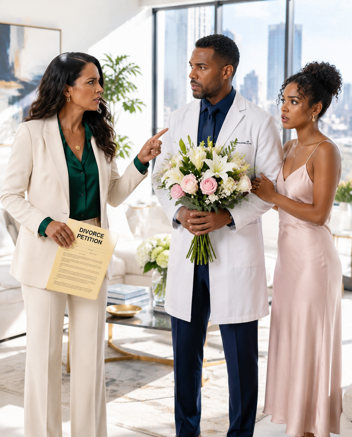 She Came Home a Day Early and Saw Her Doctor Husband Welcoming Another Woman With Her Favorite Flowers… So She Planned Their Divorce Like the Most Important Gala of Her Life