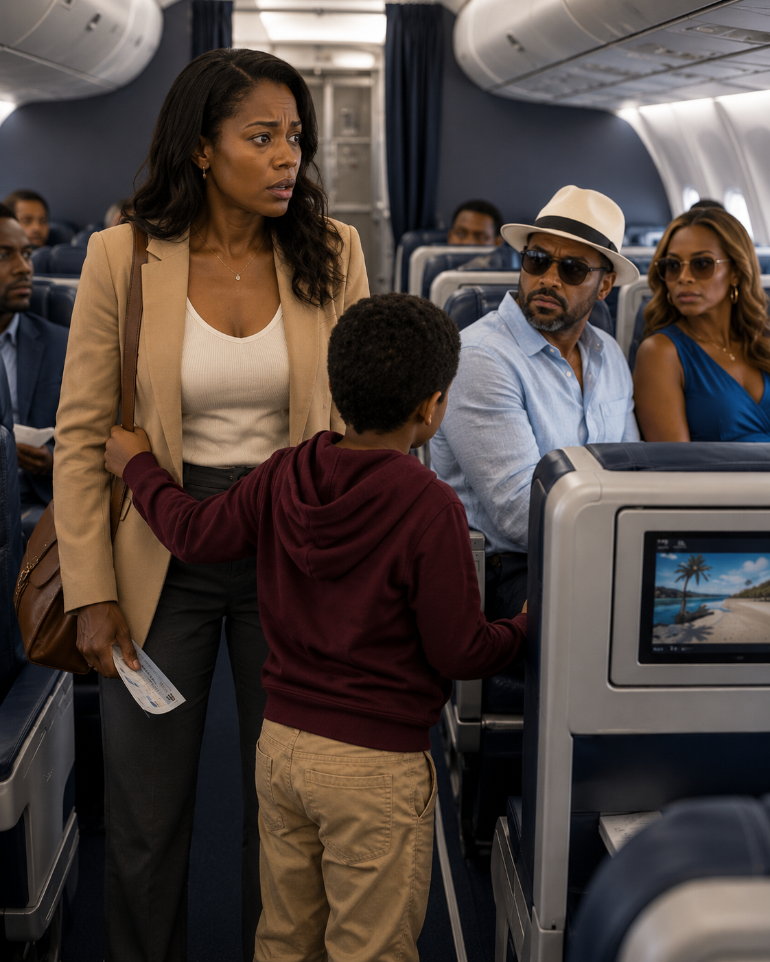For Three Years, I Thought I Was A Widow Raising A Son Alone. Then My Nine-Year-Old Boy Pointed To A Stranger On A Plane And Whispered Four Words That Changed Everything: “Mom, That’s Dad.”…