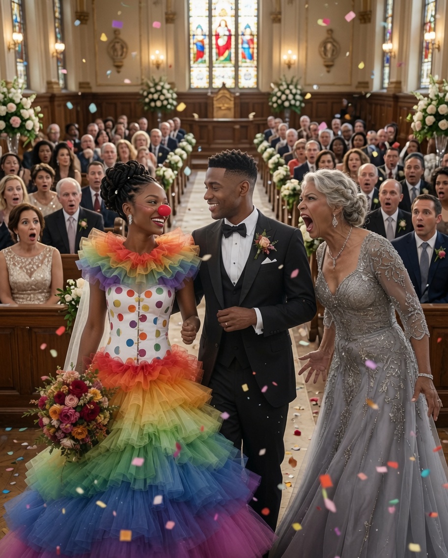 My mother-in-law replaced my wedding dress with a clown costume, so I wore it anyway. The morning of my wedding, I unzipped the garment bag holding the dress I’d spent eight months choosing. The one I’d saved for. The one that was supposed to make me feel like a bride. Instead, I found bright colors, oversized fabric… and a red nose. My maid of honor, Sarah, froze. “What is this?” I just stared at it—and then I laughed. Because I knew exactly who was behind it.