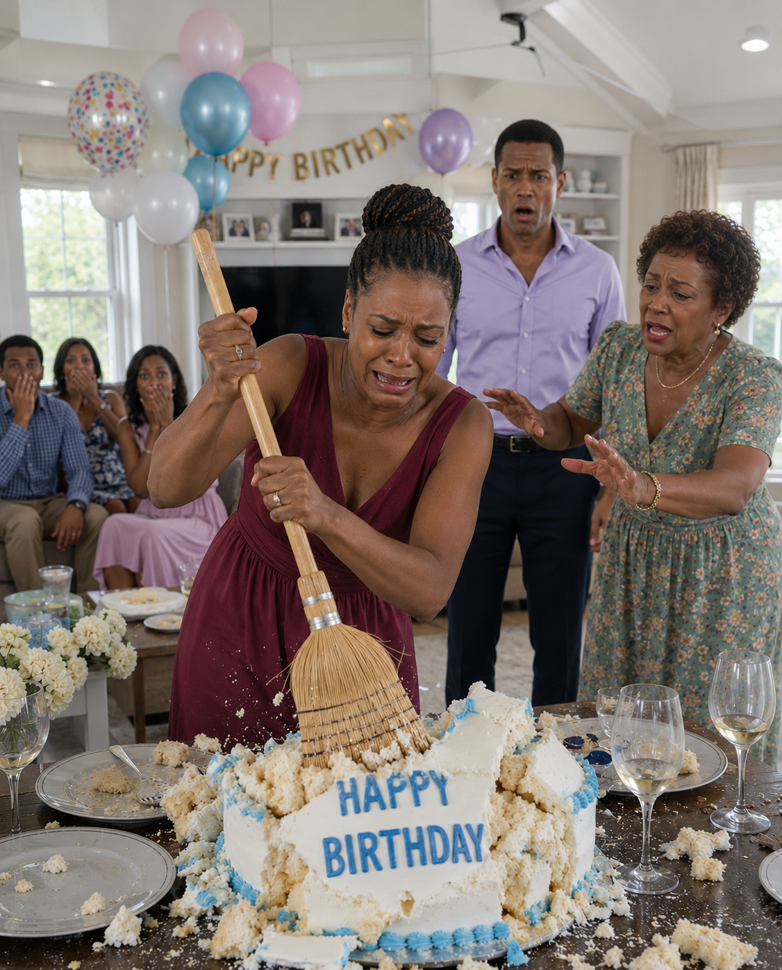 Her husband gave her a broom in front of everyone at a party and said, “Now you can finally fly away.” Everyone laughed, until she looked at the family birthday cake and decided she would never let herself be humiliated again.