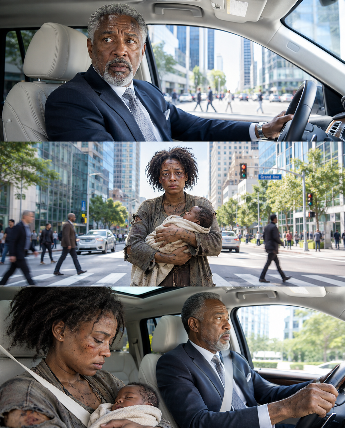 I saw my daughter begging in the street while carrying her baby… She told me her husband had… When I stopped at the red light, I saw my daughter begging, counting coins while holding her baby in her arms.