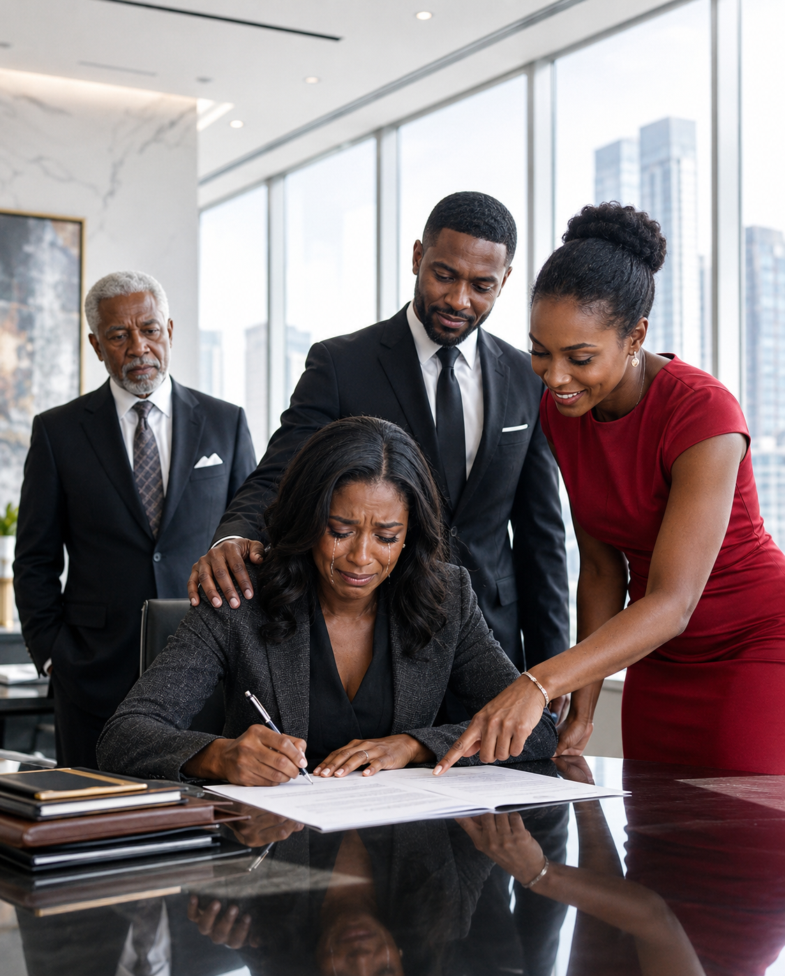 She signed the divorce papers in silence. No one knew her billionaire father was watching from the back of the room