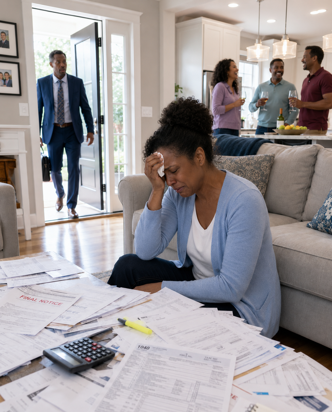 I came home from my trip without telling anyone and found my wife sitting alone in the living room, shaken and close to tears. In the kitchen, my son was laughing with his in-laws as if nothing had happened. I walked in and made sure he regretted every second of it.