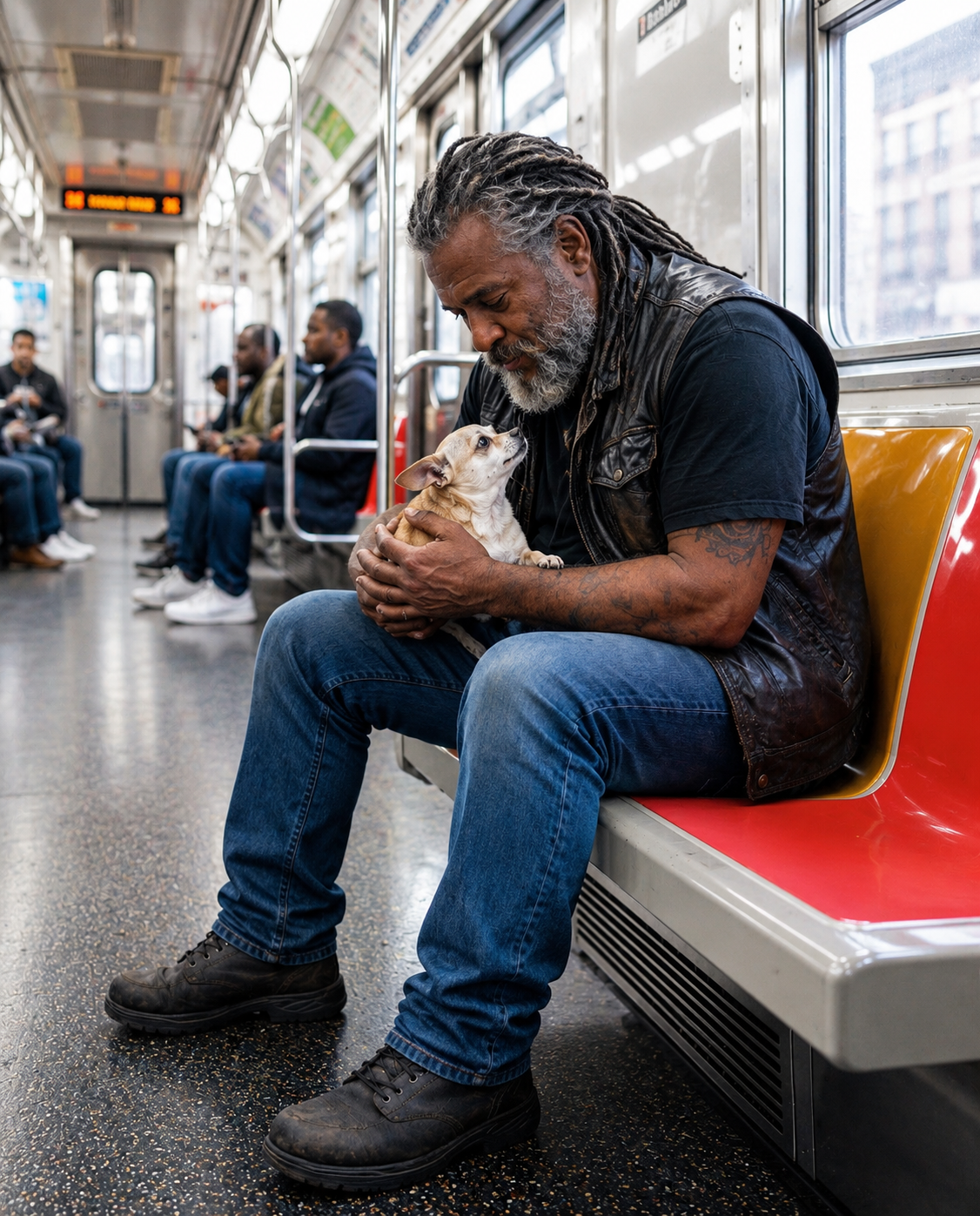 Everyone Stepped Away From the Biker on the Subway Until Compassion Changed the Car