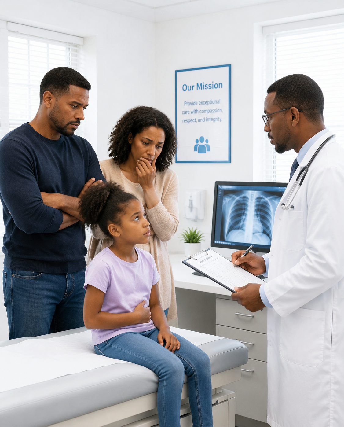 I took my daughter to the hospital, but my husband unexpectedly insisted on coming with us. Throughout the entire appointment, THE DOCTOR KEPT WATCHING HIM IN A WAY THAT FELT STRANGE … and right before we walked out, he quietly slipped a note into my pocket that made my hands shake so badly I could barely hold it, and ultimately LED ME STRAIGHT TO THE POLICE.