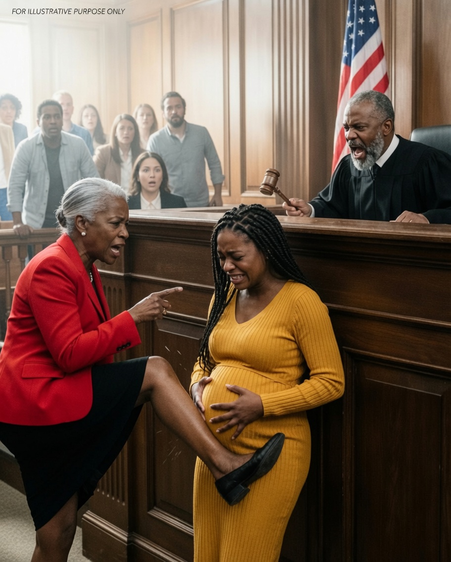 My mother-in-law dragged me to court, claiming I was pretending to be pregnant so I could steal my late husband’s inheritance. Then, in the middle of the courtroom, she ᴋ!ᴄᴋᴇᴅ my stomach to “prove” I was lying. What she didn’t realize was that the judge watching everything… was my father.