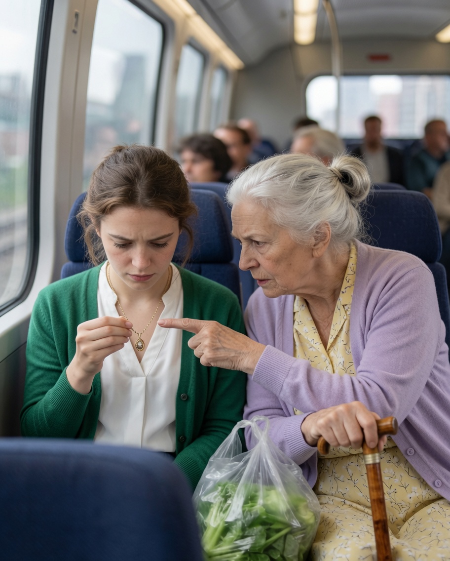 I Gave My Seat to an Old Woman on the Bus. She Whispered, “If Your Husband Buys You a Necklace, Put It in Water First.” That Night, I Learned His Gift Wasn’t Love… It Was a Death Sentence.