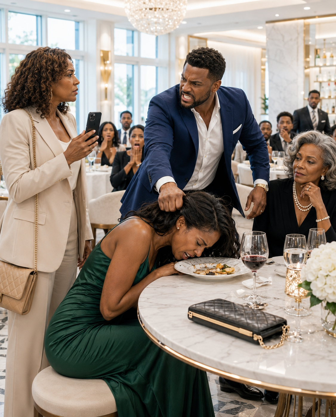 My Son-In-Law Gr@bbed My Daughter’s Hair In A Luxury Glass-Walled Restaurant And Said She Needed To Learn A Lesson. He Never Expected Me To Place My Phone On The Table, Call 911, And Say: Let Go Of My Daughter…