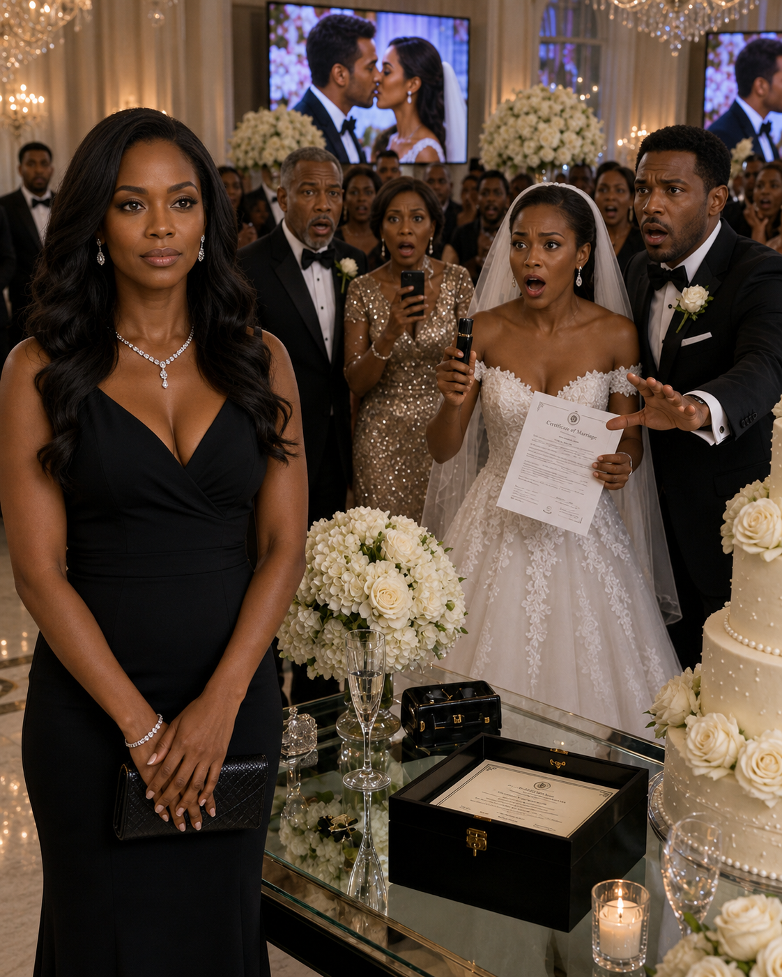 My parents forbade me from attending my sister’s wedding, saying, “If you show up, don’t ever call us your family again.” So I stayed away and sent a single black gift box. The instant it was opened, the celebration came to a halt.