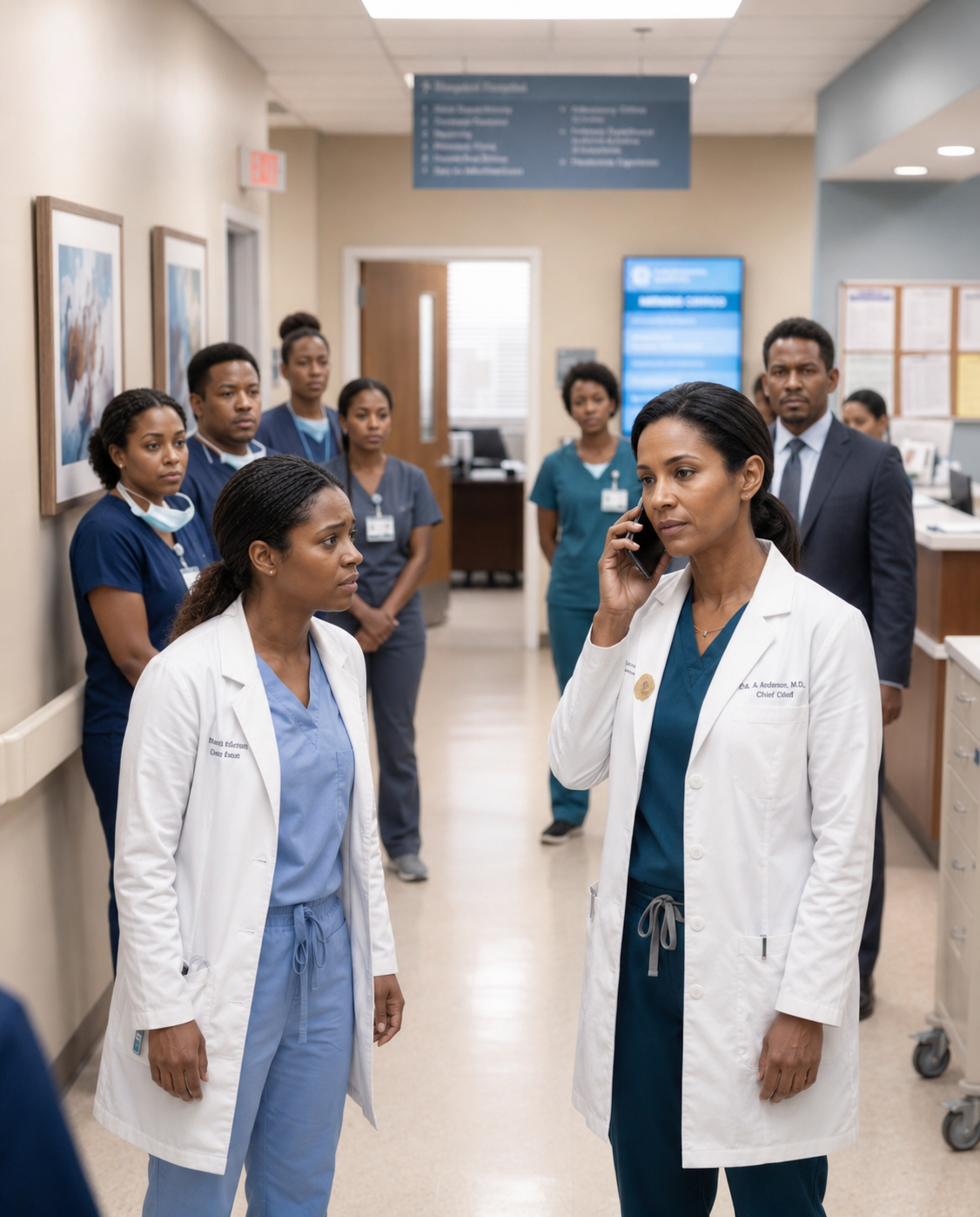 The intern smirked as hot coffee soaked my white coat. “My husband is the CEO of this hospital,” she snapped. “You’re finished.” I looked at her ring, then calmly picked up my phone.
