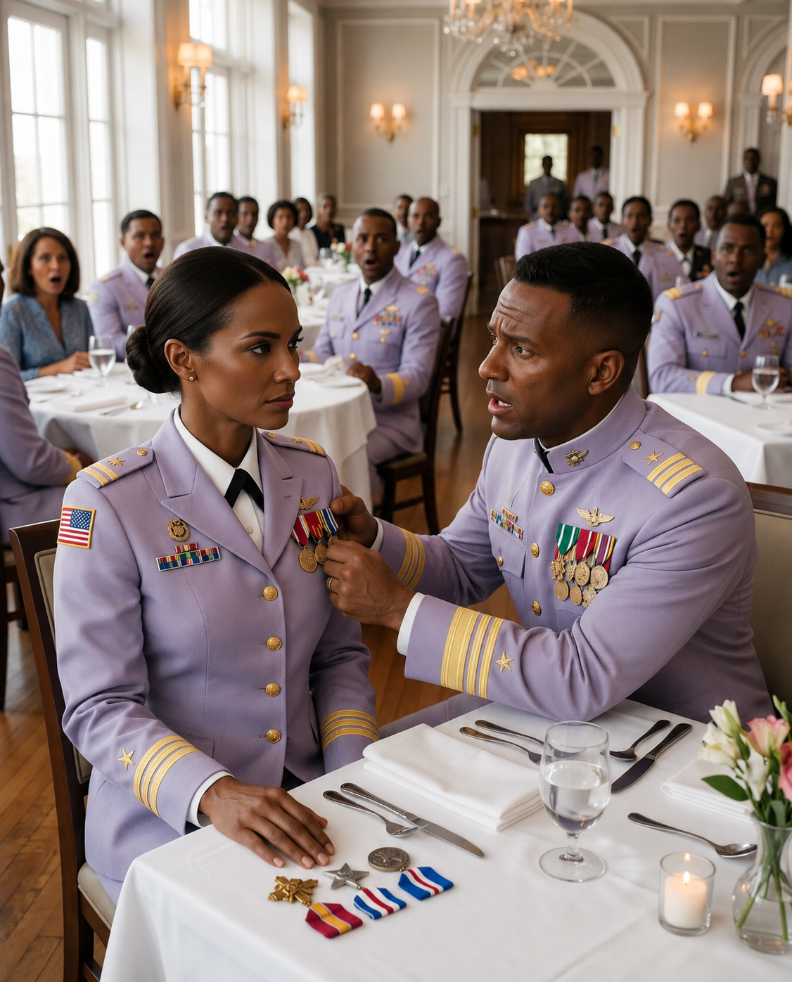 My mother forced me into a blind date with a Navy Commander, insisting I should be grateful a “decorated officer” even looked my way. But the second we sat down, his arrogance came out. He grabbed my arm and smirked, “You’ll follow my rules, sweetheart.” I didn’t argue. I just reached into my bag and set my Admiral’s medal on the table with a sharp clink. “Actually, Commander… you’re way out of line.” The blood instantly drained from his face.