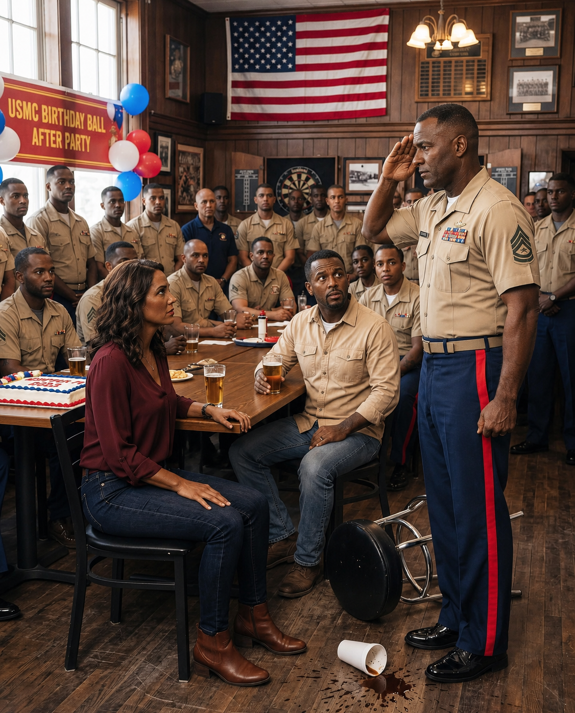 My brother raised his beer, smirked, and tried to humiliate me in front of his buddies: “Come on, sis, tell my Marines your call sign. What is it, Sparkle Six or Cupcake?” The room erupted in laughter. But when I calmly whispered my actual call sign—”Sticky Six”—the laughter died instantly. His gunnery sergeant dropped his coffee, slammed his stool back as he snapped to attention, and breathlessly muttered, “Ma’am.”