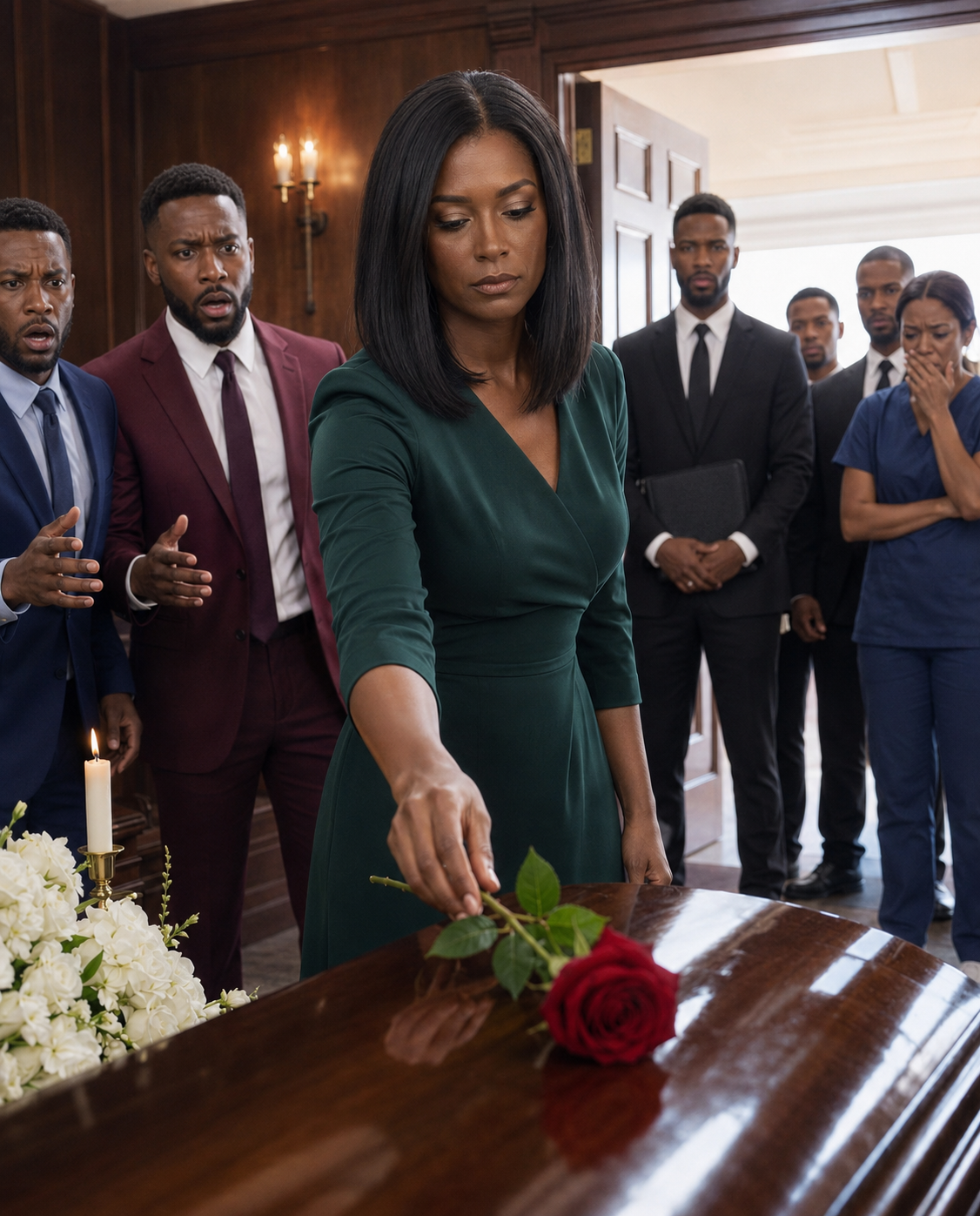 At my father’s funeral, my brothers stood beside his coffin and mocked the black dress I had borrowed. “Dad left everything to us,” the oldest whispered. “You’ll leave here with nothing.”