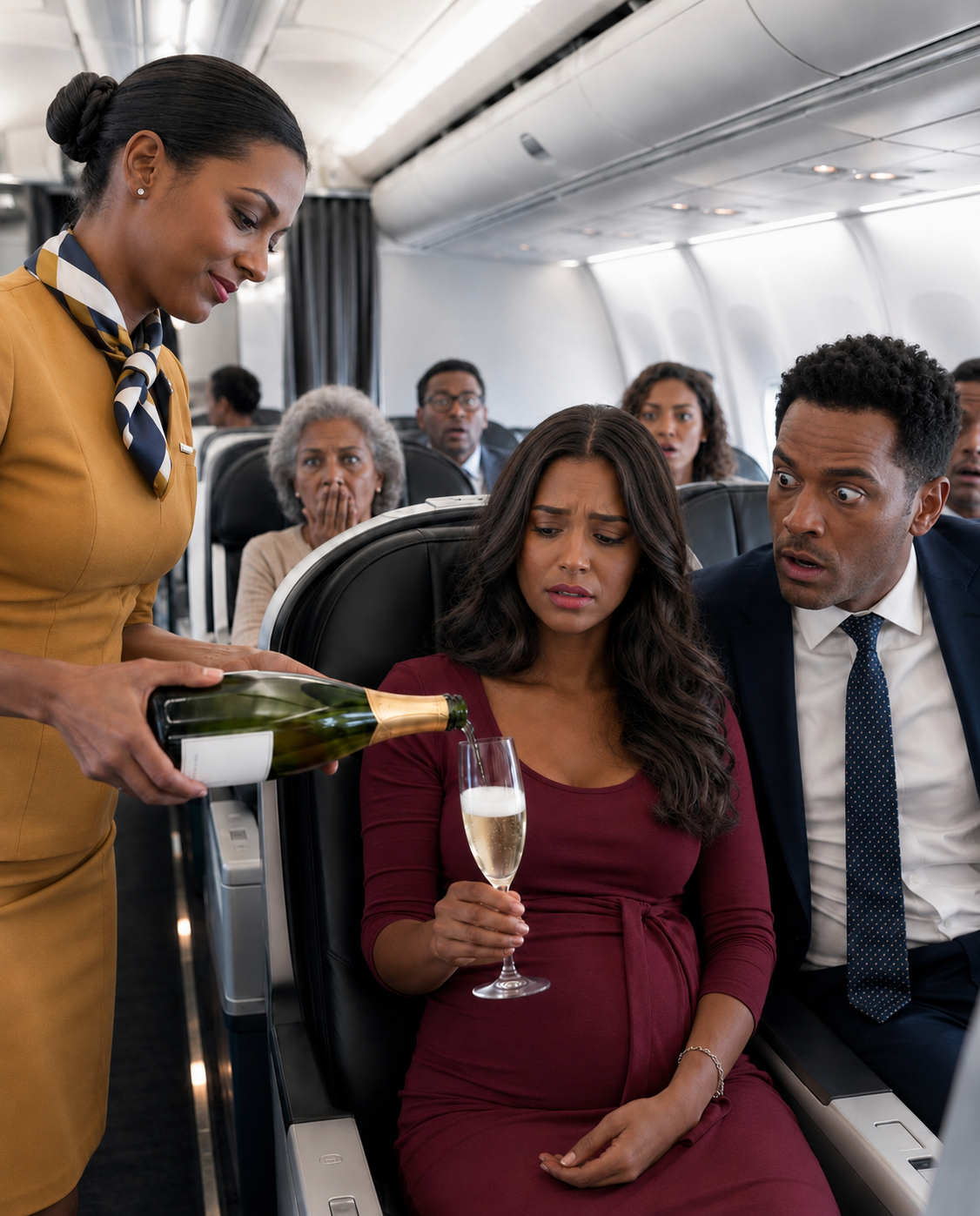 I boarded a plane with my mistress, certain my wife was miles away. Instead, she greeted us in a flight attendant’s uniform, smiled, and asked, “Champagne to celebrate that business trip you lied about?” My bl00d ran cold.