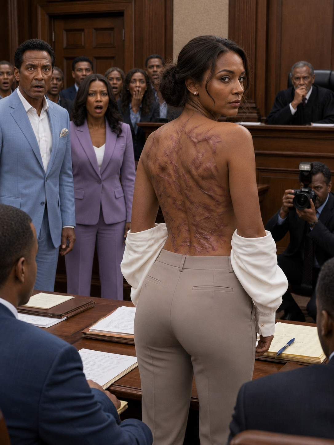 My husband brought his mistress to our divorce hearing, convinced I’d leave with nothing—but the moment I took off my coat and revealed the scars on my body, the entire courtroom turned against him
