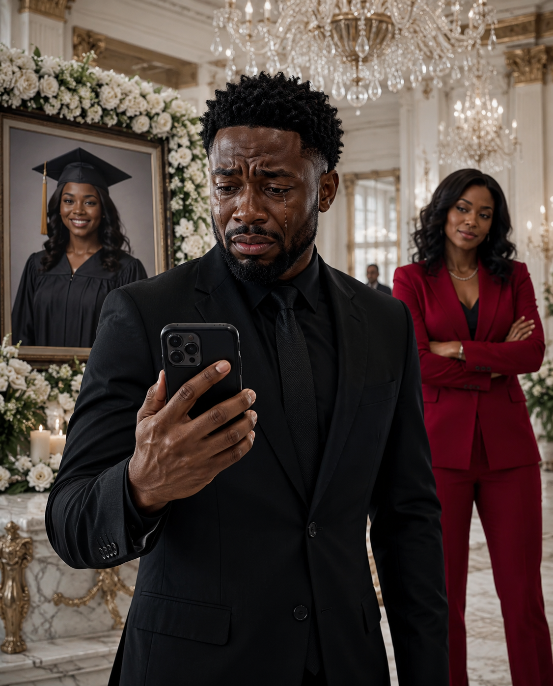 At his deceased daughter’s funeral mass, he received a message: “Dad, I’m graduating tomorrow”… and his wife tried to take his cell phone away.