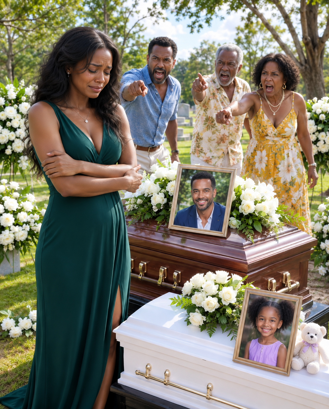 I stood over two coffins when my parents lounged on a beach with my brother, calling my husband and daughter’s funeral ‘too trivial to attend.’ Then, just days later, they showed up at my door demanding $40,000