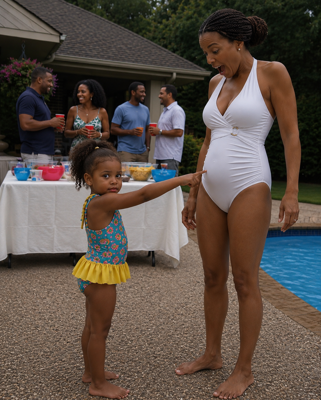 At My Daughter’s Third Birthday Pool Party, She Pointed at My Stepmom’s Belly and Said, ‘Daddy’s in There’ – I Laughed Until I Saw What She Was Really Pointing At