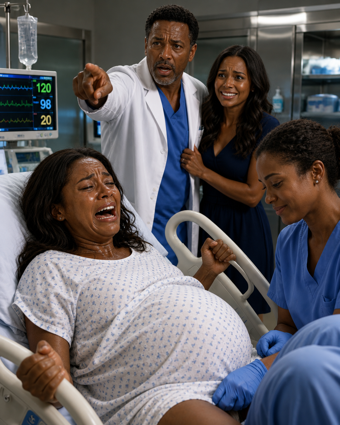 While I struggled through labor with a nearly 10-pound baby, my doctor husband coldly denied my pleas for an emergency C-section, convinced I had sabotaged his favorite female resident. Hours later, when the delivery was finally over, he rushed into the delivery room—only to freeze in horror before collapsing as the truth hit him.