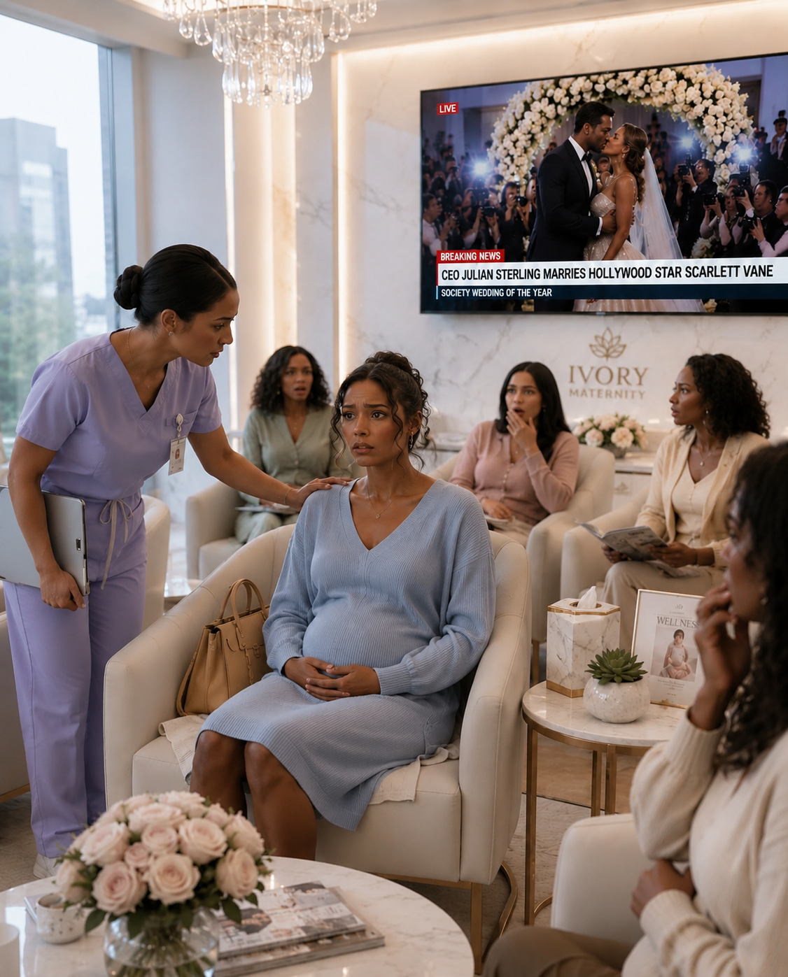 I Sat Alone Inside An Obstetrics Clinic Watching My Husband Marry Another Woman On Live Television. Five Years Later, We Met Again At A Ballroom Gala. The Woman Standing In Front Of Him Was No Longer Broken… I Had Returned Powerful Enough To Bring Down The Sterling Empire.