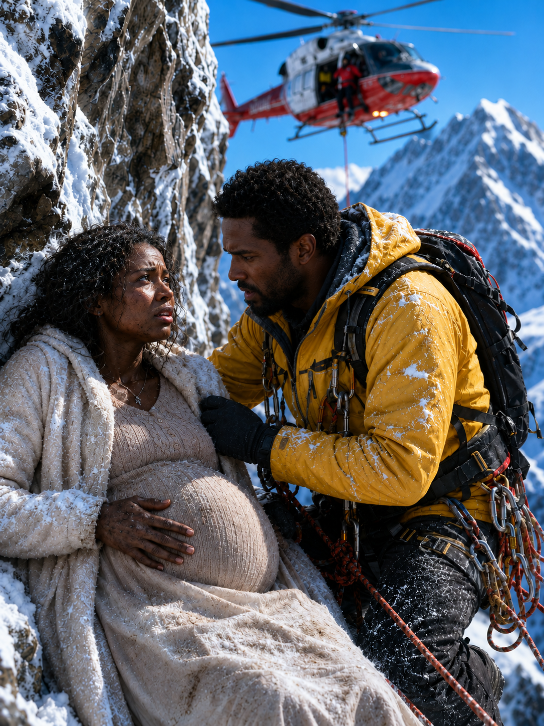 I Was Lying On A Frozen Ledge, Injured, Pregnant, And Fighting To Stay Awake For My Baby. My Husband Thought The Storm Had Taken Us Away And Left Him With A Massive Insurance Payout. But Then A Helicopter Broke Through The Snow, And I Knew I Could Survive…