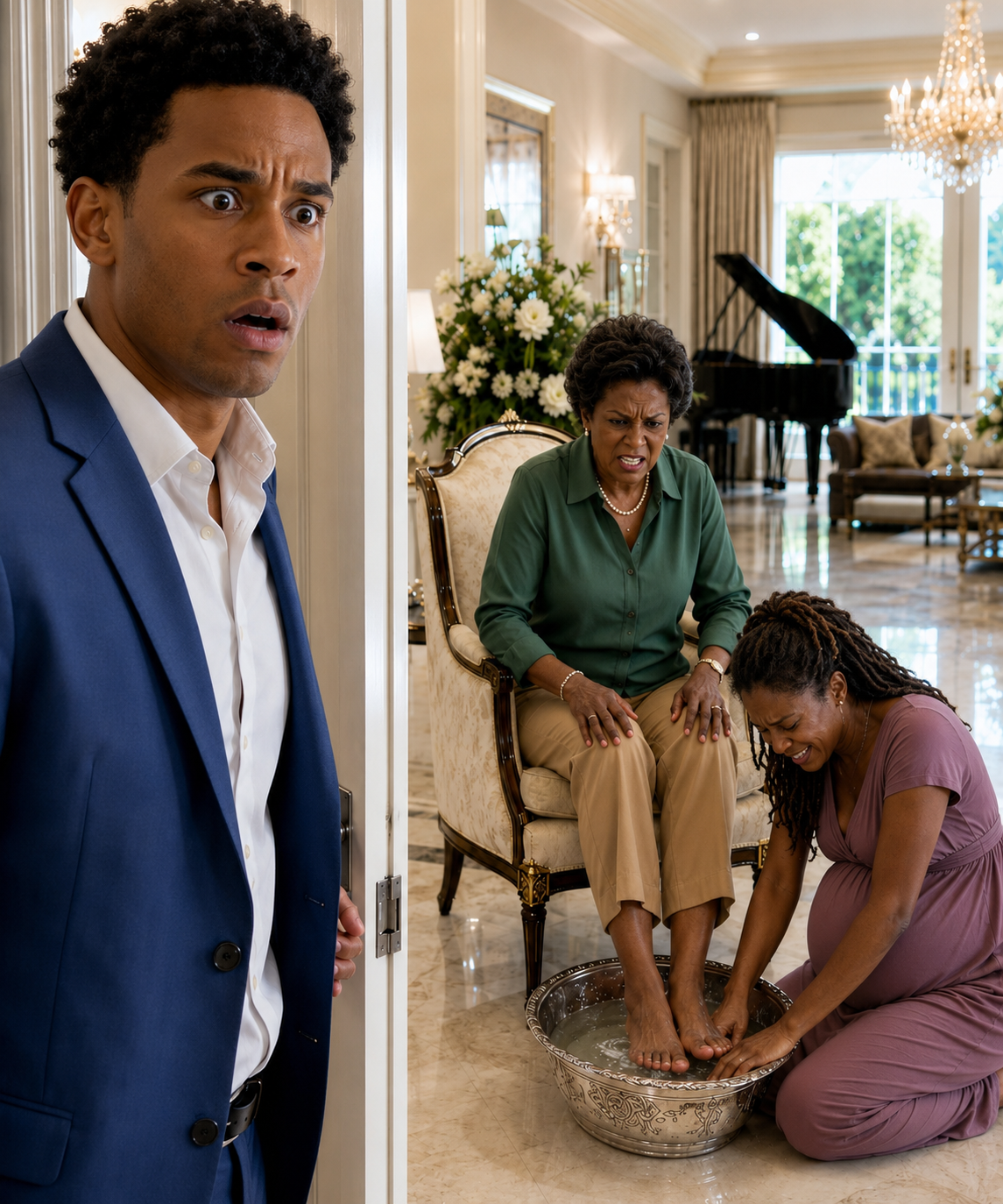 I came home earlier than expected and found my wife, eight months pregnant, kneeling on the marble floor, weeping uncontrollably as my mother asked her to wash her feet. “This house belongs to my children, not you,” she said.