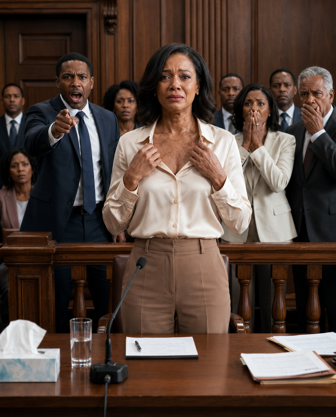 My husband strolled into our divorce hearing hand-in-hand with his mistress, basking in a smug victory he thought he’d bought with forged evidence and stolen wealth. He actually laughed, promising I’d leave the courtroom with nothing. But the exact moment I unbuttoned my silk blouse, the judge’s face drained of color and a suffocating silence gripped the entire room. That was the split second my husband realized his darkest nightmare was about to hit the light.