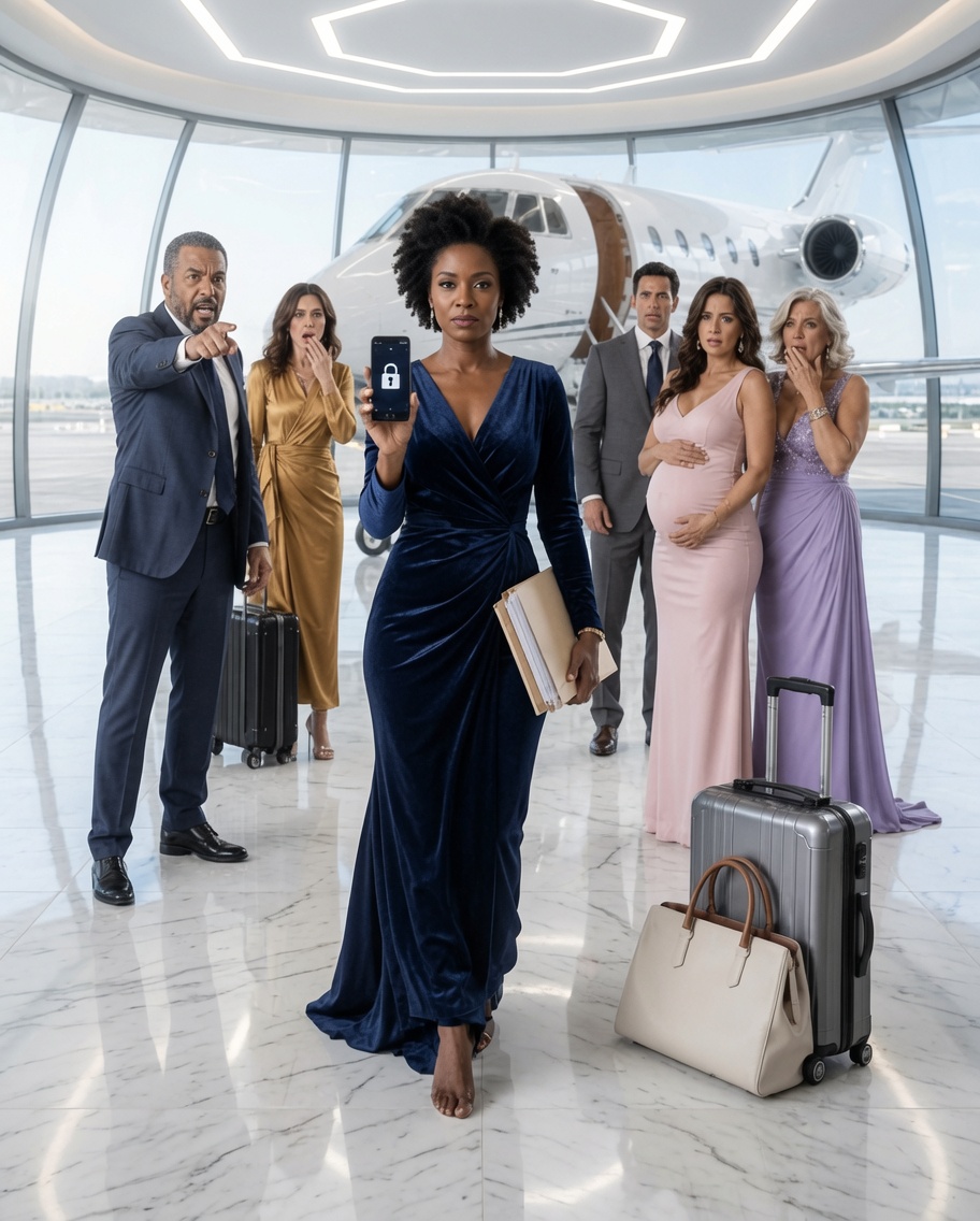 I came home after six months away, only to hear the receptionist say, “Your husband’s wife is already upstairs.” Everyone welcomed her like family. She wore my pearls, carried his child, and was about to fly off on a private trip. So before takeoff, I opened my phone… and froze every account.
