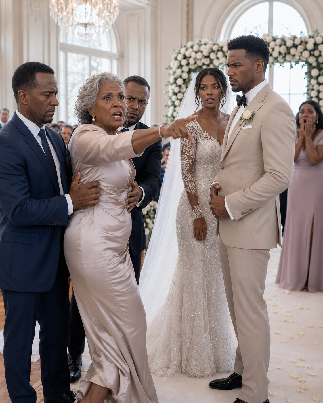 The Entire Ballroom Thought My Grandma Was Simply Confused as She Was Escorted Away—Until She Looked at My Groom’s Hand and Asked One Question That Left Everyone Speechless