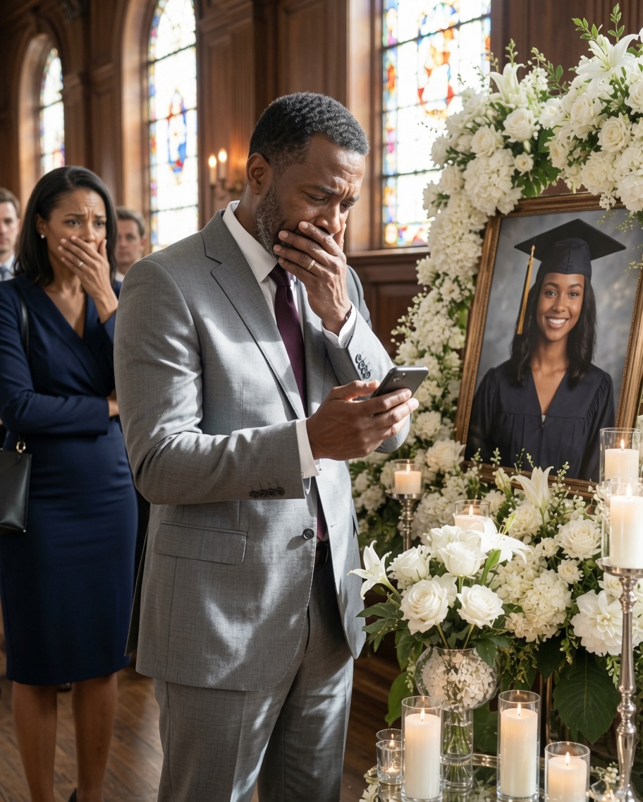 During his deceased daughter’s mass, he received a message: “Dad, I’m graduating tomorrow”… and his wife tried to take his phone away.