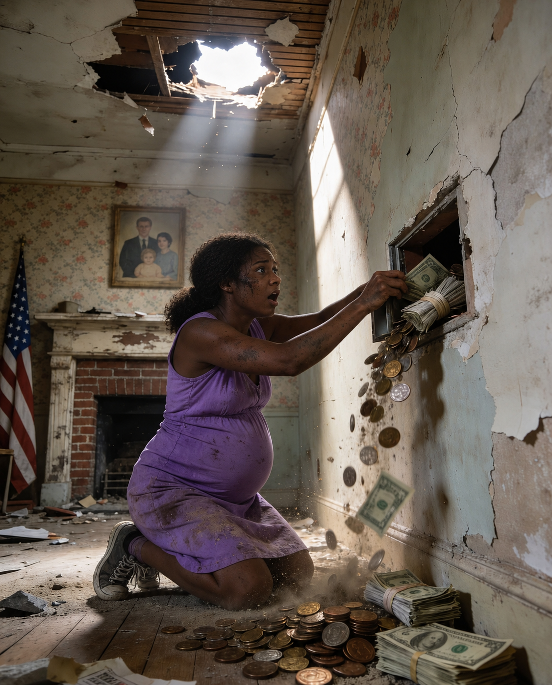 A pregnant widow bought a crumbling house for almost nothing… but what she uncovered behind an old painting would change her life forever.