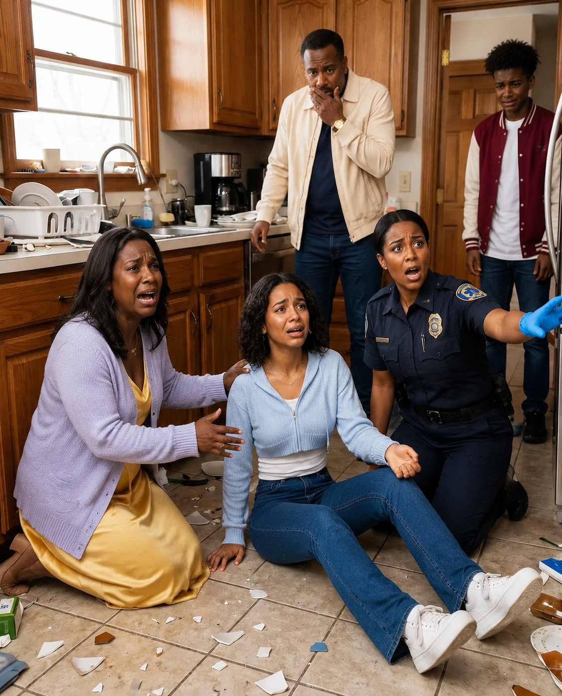 “Stop pretending,” my mom snapped while I was gasping for air at the kitchen sink. My uncle said I was only trying to avoid washing dishes. But when the paramedic checked my pulse, his face changed instantly—and his shout for a stretcher turned the whole room into chaos.