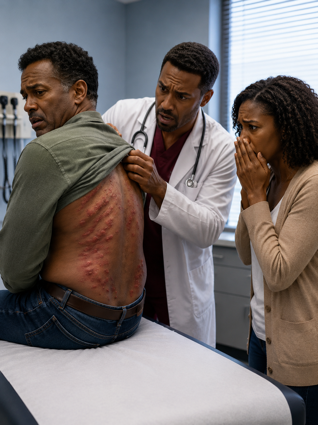 I froze when I saw them—dozens of tiny red bumps dotting my husband’s back, clustered like something had been laid there. “It’s probably a rash,” he muttered, trying to laugh it off.
