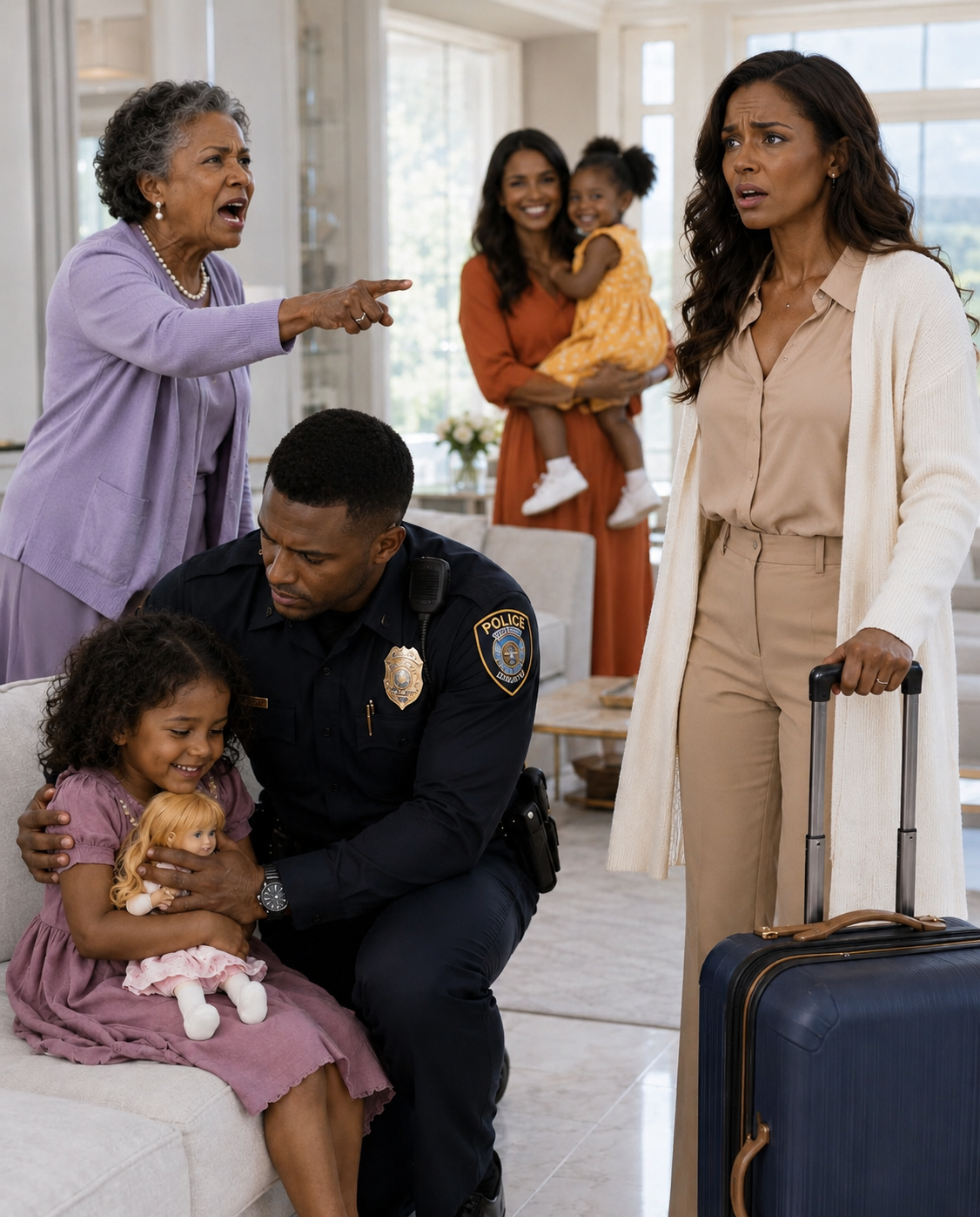 My mother called 911 because my 5-year-old daughter refused to hand over a doll and told her, “Your mom will be ashamed of you.” When I found her terrified in front of two police officers, I didn’t raise my voice; I asked for the official report, blocked access to her school, and saved every message… days later I discovered that that call was part of a much darker family plan.