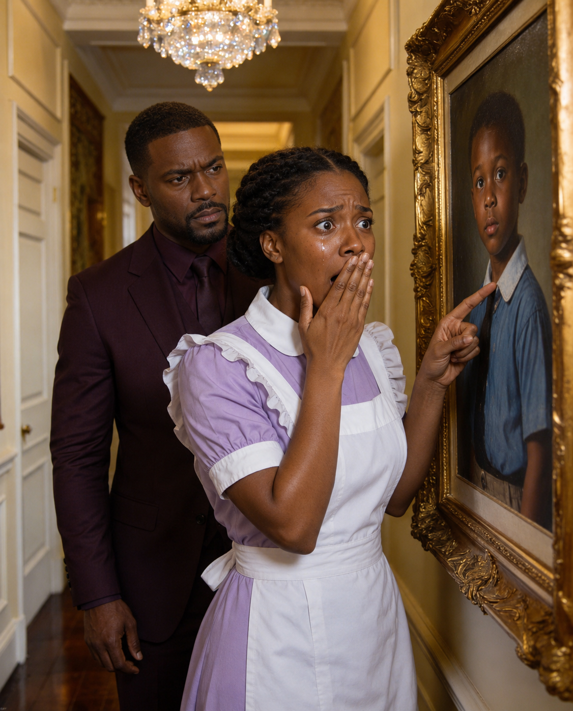 “‘Sir… I Know That Boy!’ — A Poor Maid Recognizes a Portrait in a Billionaire’s Mansion… and Uncovers a 30-Year Secret That Changes Everything”