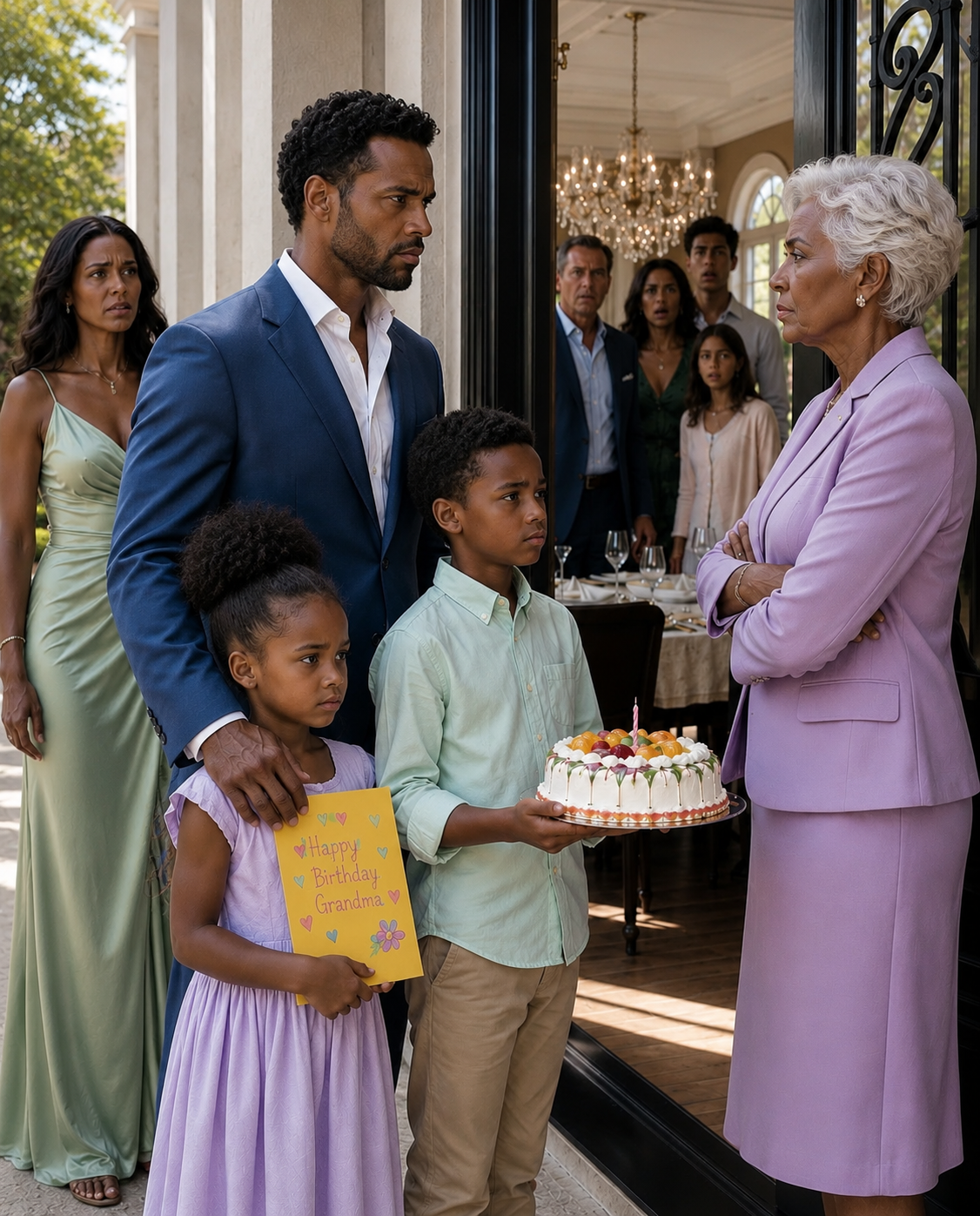 My Mother Left My Two Children Standing at the Door and Whispered, “There’s No Room for Them Here.” But Through the Doorway, I Counted Seven Plates—Including One for My Sister’s New Boyfriend. I Didn’t Argue. I Took My Kids’ Hands and Walked Away. Hours Later, My Mother Called Me in a Panic… Because After Eleven Years, She Finally Realized What Else Had Walked Out That Door With Me.