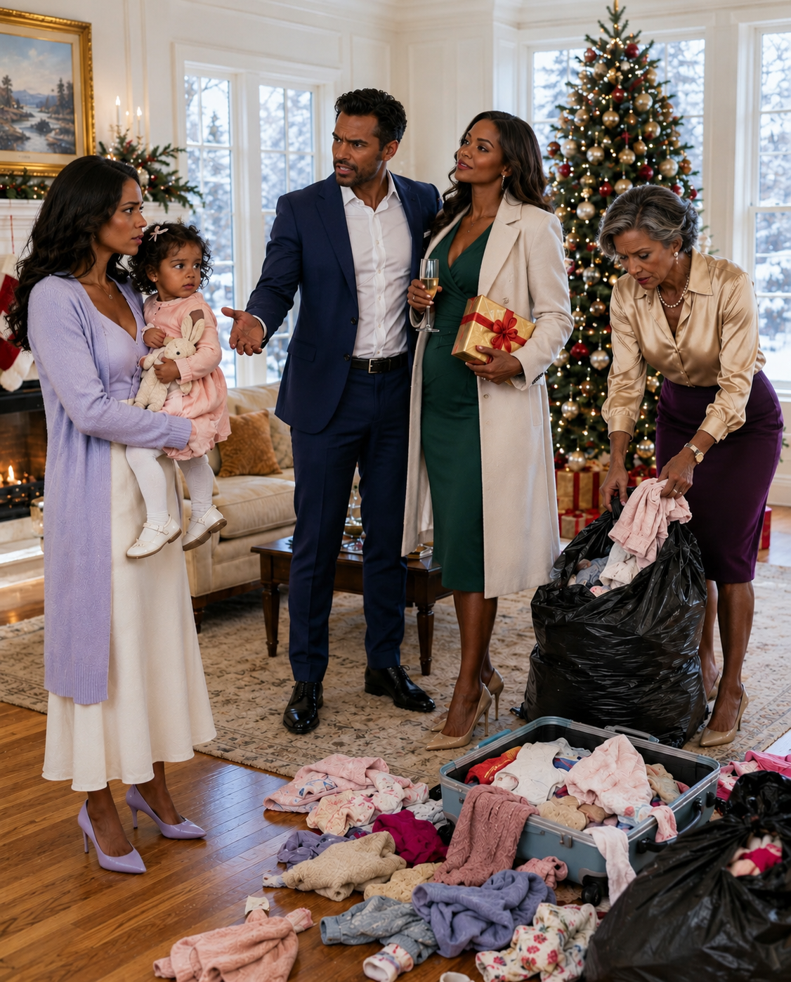 On Christmas Eve, My Husband Introduced His Mistress, While His Mother Packed My Daughter’s Clothes Into Black Bags And Sent Us Into The Snow. He Thought I Had Lost The House, The Money, And My Future. The Next Morning, My Father Opened A Contract My Husband Had Signed Without Reading.