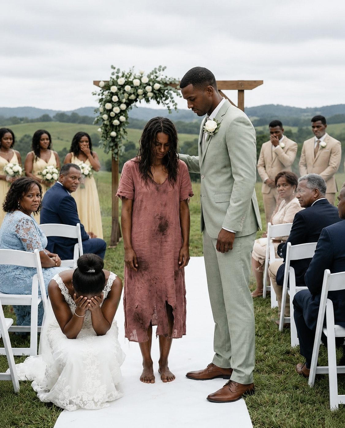 Ten years ago, he cast her out, convinced of her betrayal. Today, she returned to his wedding in rags, handing him a USB drive before collapsing. As the truth flashed across the screen, the groom canceled the wedding instantly.