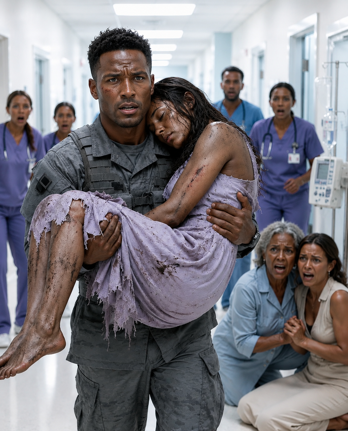 After two years of military service, I came home early with a bouquet and my discharge papers, desperate to surprise my wife. Instead, I froze at the gate—she lay unconscious in the snow while my mother and sister laughed over dinner inside. “She finally learned her place,” my mother sneered. I carried my wife to safety, then called the police and my attorney. By dawn, they were arrested, disowned, and thrown out of the house they believed was theirs.