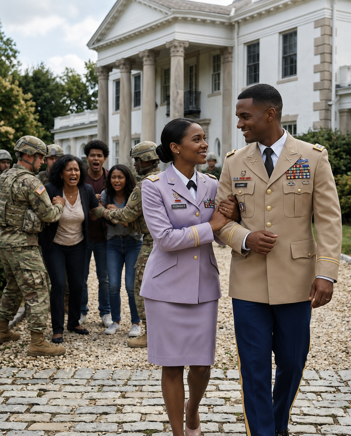 My own mother shoved me so hard I stumbled into the wall, while my sister-in-law sneered and my brother-in-law mocked me—convinced my husband’s deployment left me completely defenseless. They labeled me an opportunist and tried to force me into giving up my home. What they failed to realize was that the woman they were targeting wasn’t helpless at all. She was one of the highest-ranking officers in the armed forces, and the motorcade pulling into the driveway was about to turn their entire world upside down