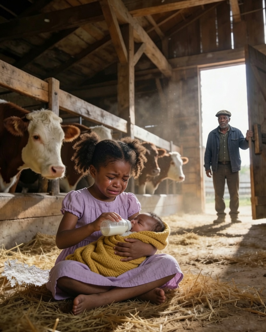 “I’m Sorry, Sir… I Don’t Have Any Money for Milk,” the 7-Year-Old Beggar Whispered at 5:30 A.M — But When the Texas Rancher Followed Her Through the Rain and Discovered Where She Was Hiding With a Starving Baby, He Uncovered a Shocking Abandonment Plot and a Custody Battle No One Saw Coming 😱